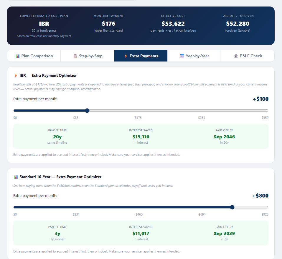 Extra payments optimizer