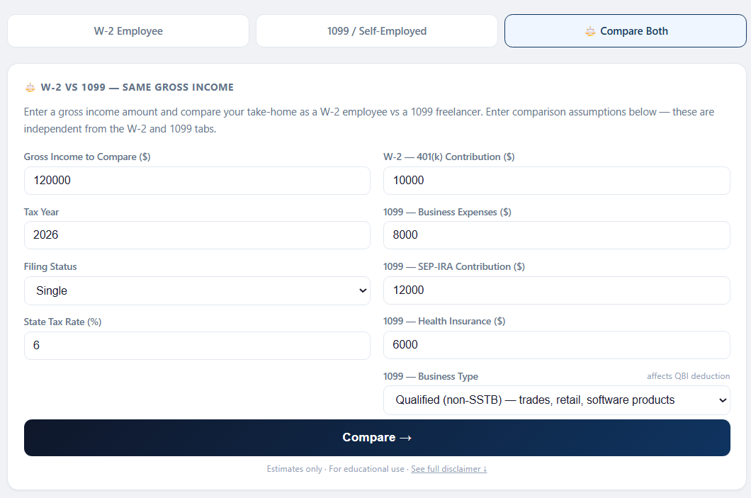 W-2 vs 1099 compare